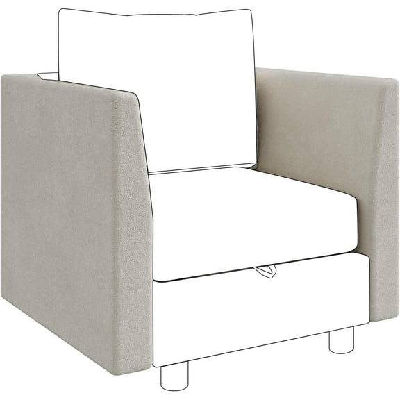 Modular Sectional Couch Armrest Backrest Side Armrest Module with USB Charging Port for Modular Sofa, Beige