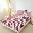 thumbnail image 4 of Manfei Stripes Lines Full Size Sheets,Modern Geometric Aesthetic Bed Sheets,Red Black White Sheet Sets For Children,Microfiber Bedroom Decor,4-Piece, 4 of 7