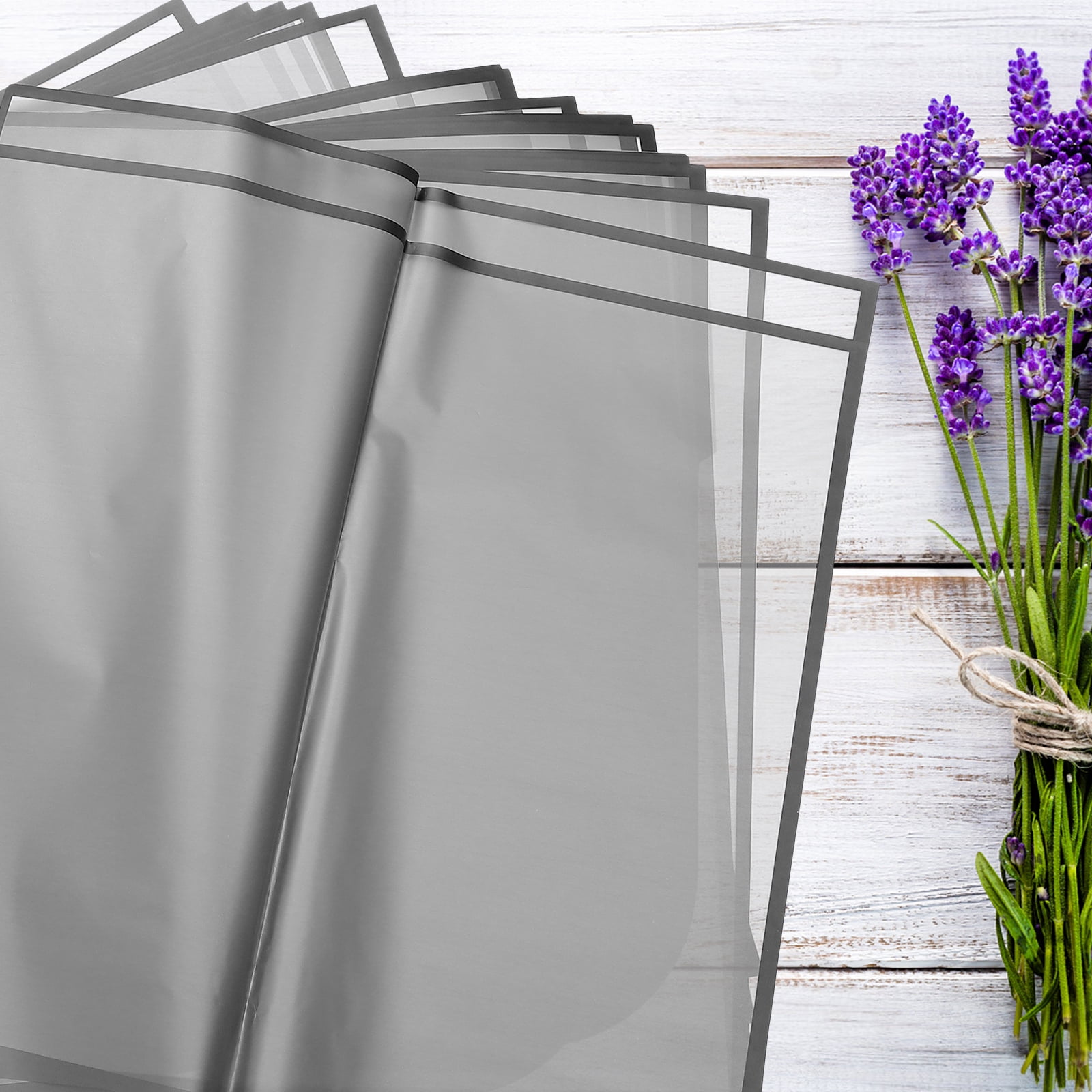 BEADCEST Black Floral Wrapping Paper for Flower Bouquets Elegant Decor and Craft Material