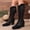 Black, variant on PiGOGI Women's Hollow Out Knee High Boots Back Zipper Pointed Toe Block Heel for Style Khaki 9.5