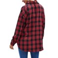 thumbnail image 5 of Xuanfei Women Plaid Lapel Collar Button Down Long Sleeve Top, 5 of 6