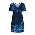 thumbnail image 5 of ClodeEU Womens Summe Ruffle Sleeve V Neck Flowy Dress,Boho Flared Trendy Midi Dress Blue 02,Womens Plus S, 5 of 6