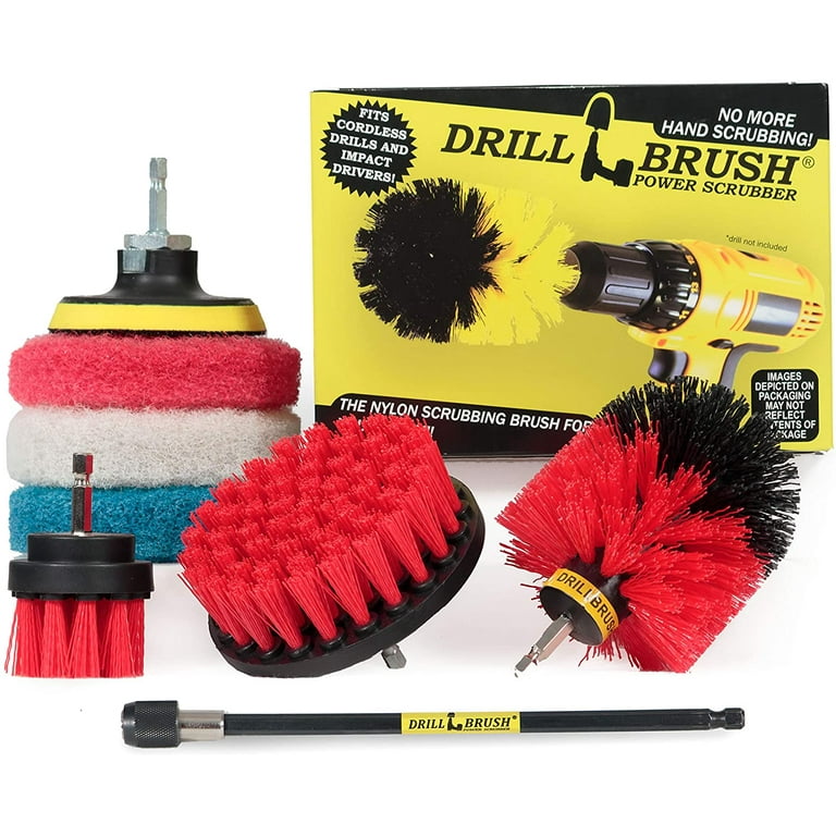 Original, 4in, and 2in Red Brushes - Stiff Bristles - Outdoor & Patio  Cleaning | R-S-42O-QC-DB