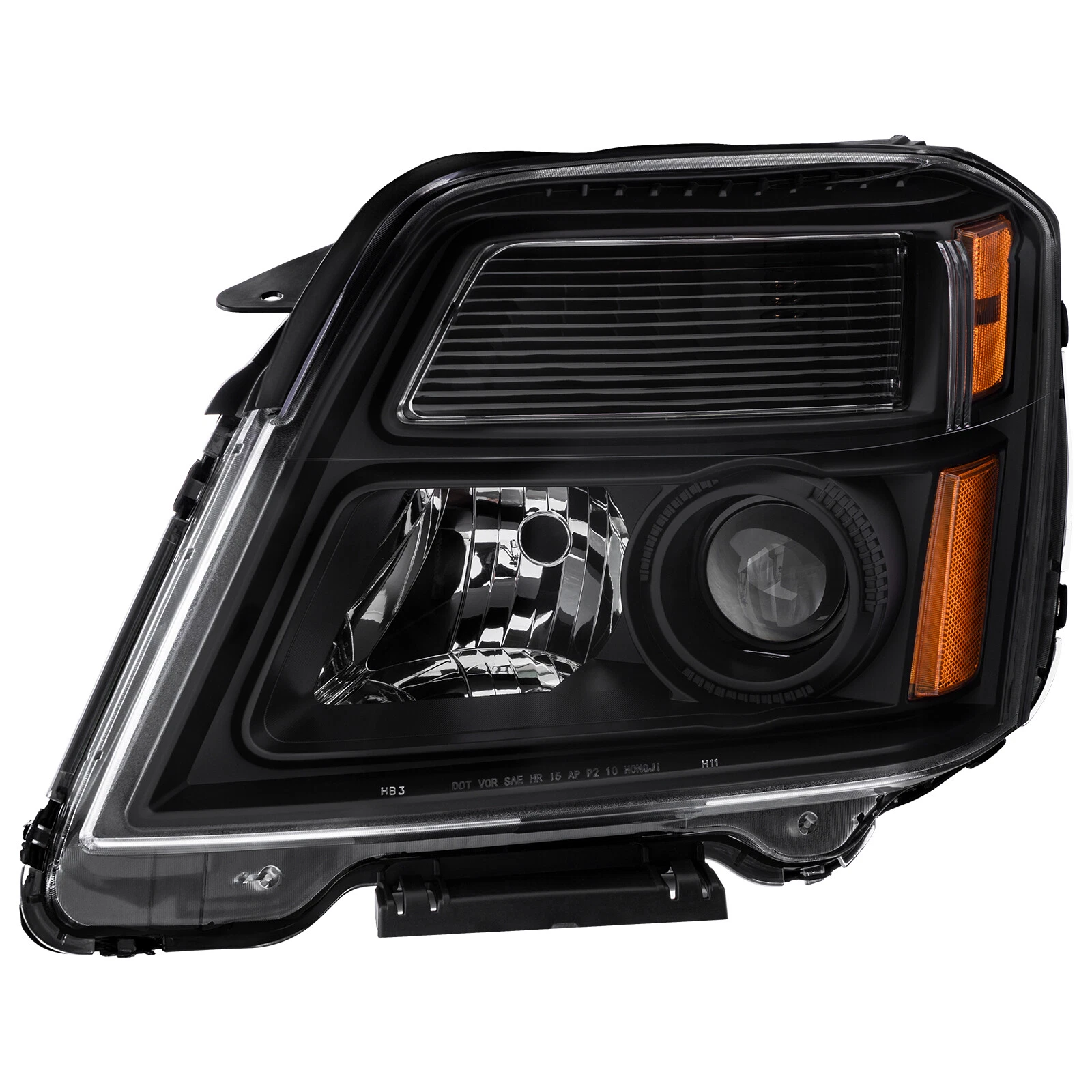 MOSTPLUS Pair Black Amber Headlights Headlamp Assembly for 2010-2015 GMC Terrain Halogen