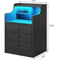 thumbnail image 3 of Afuhokles Black Nightstand Set of 2 with LED Light and Charging Station, Modern Bedside Table with Drawers, 3 of 9
