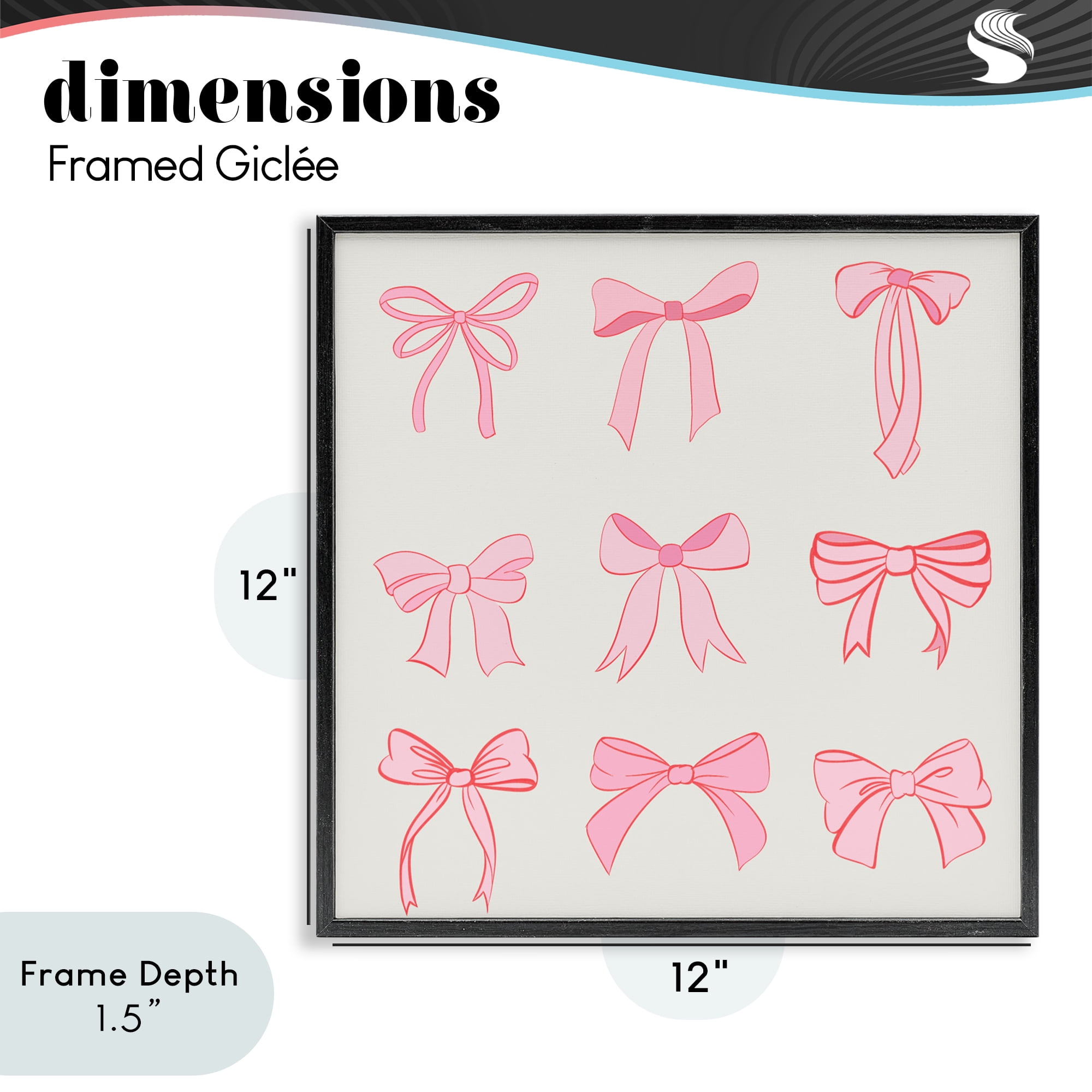 Stupell Industries Pink Coquette Ribbons Black Framed Giclee Art, design by Emily Navas