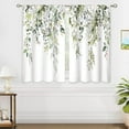 thumbnail image 3 of Eucalyptus Botanical Leaves Floral Kitchen Window Curtains Over Sink Farmhouse Flower Leaf Small Window Treatment Sage Green Cafe Short Curtains for Bathroom Treatment Tier Drapes 26x24 inch, 3 of 6