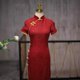 thumbnail image 5 of Cheongsam rojo de alta gama elegante banquete de bodas vestido de brindis mejorado vestido de madre de verano elegante, 5 of 6