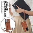 thumbnail image 3 of Crossbody Strap Wallet Case for Samsung Galaxy Note 20 Ultra with Wrist Strap, 360° Rotating Ring Kickstand & Card Holder PU Leather Purse Magnetic Snap Zipper Case Cover for Note 20 Ultra, Brown, 3 of 9