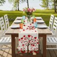 thumbnail image 4 of Table Runners 70 Inches Long Dress Scarves, Valentine's Day Farmhouse Coffee/Dining/Kitchen Table Decor, Holiday Table Runner, Romantic Love Trees Red Roses Beige 13x70 Inch, 4 of 9