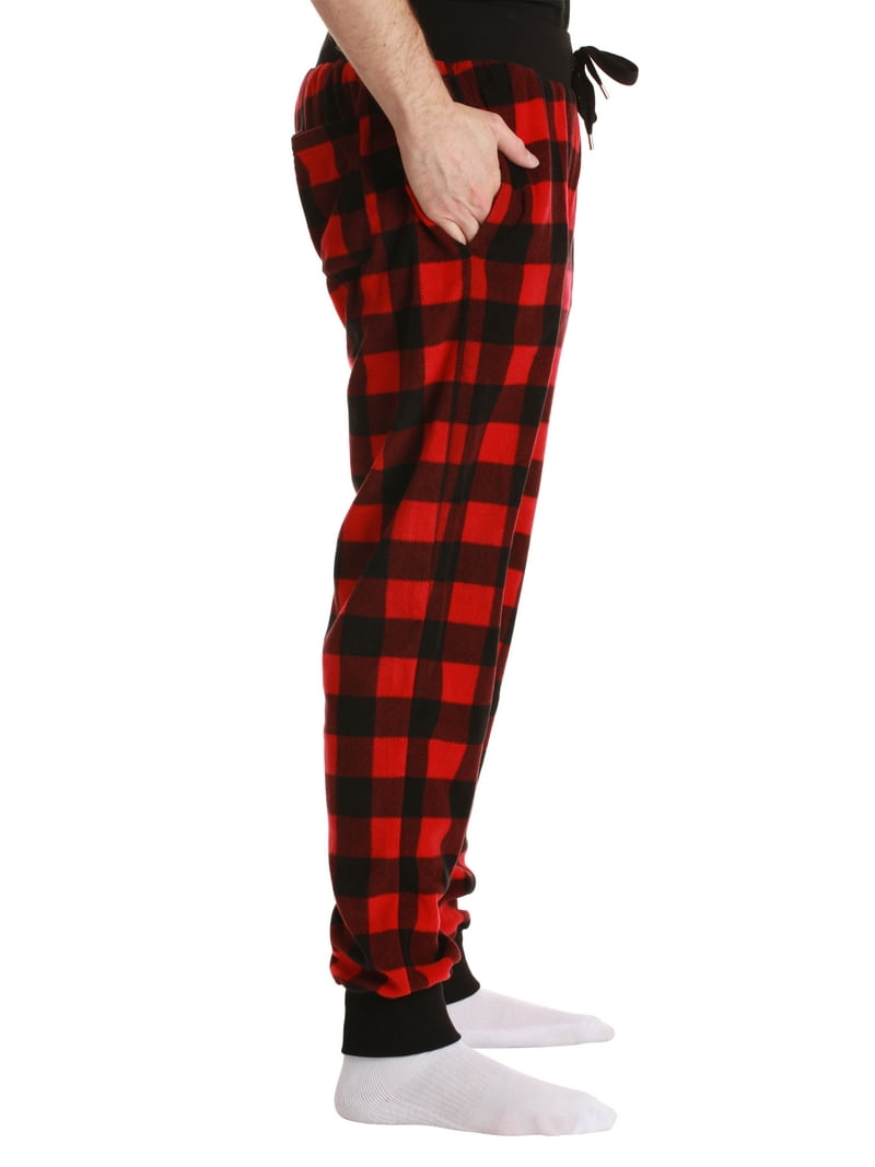 followMe Men's Microfleece Buffalo Plaid Pajama Pants with Pockets