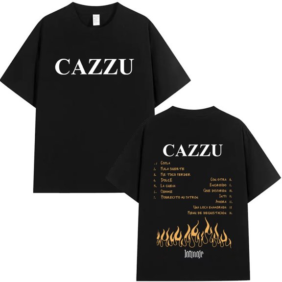 Cazzu Inspired Double Sided Print T-Shirt - Unisex Cotton Blend Short Sleeve Oversized Crewneck Street Casual Summer
