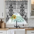 thumbnail image 6 of Nautical Anchor Swag Valances for Windows, Kitchen Curtains 36 Inch Length 2 Panels Set, Rudder Stars Retro Black Grey Wooden Grain Short Curtains for Small Windows Rod Pocket Cafe Curtains 28"x36", 6 of 8