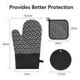 thumbnail image 5 of Juego de Guantes para Horno Guantes para Sujetar Ollas Resistentes Al 300 °C Guantes para Horno Guantes de Cocina Antideslizantes de Silicona y AlgodóN Negros, 5 of 5