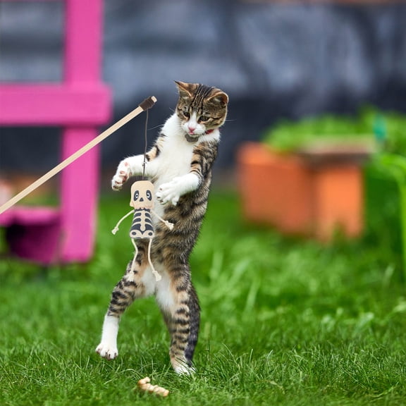 LEORX 2Pcs Teaser Cat Toy White Plush Anxiety Reduction for Cats
