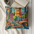 thumbnail image 3 of SHANXI Map of Netherlands Decorative Throw Pillow Cover Case Dutch Landmarks Holland Food Blue Yellow Pillow Cases Square Standard Cushion Covers for Couch Sofa Bed 18x18in, 3 of 5