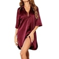 thumbnail image 5 of Yievot Women's Nightgown Solid Button Down Sleepwear Half Sleeves Satin Nightshirts Soft Button Sleep Dress S-XL Womens Fashion Pajama Sets Clothes on Clearance, 5 of 5