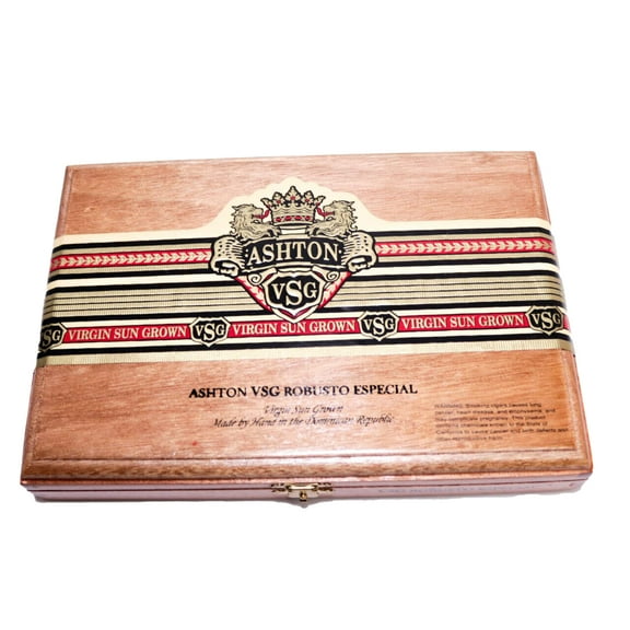 Ashton Robusto VSG Especial Empty Wood Cigar Box 9.5" x 6.5" x 1.25"