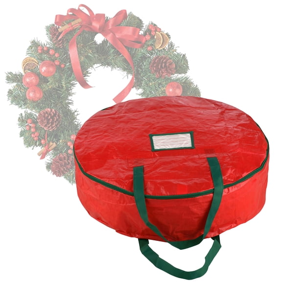 Elf Stor Premium Red Holiday Christmas Wreath Storage Bag For 24" Inch Wreaths