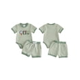 thumbnail image 2 of BemeyourBBs Baby Boys Girls Football Birthday Outfits 1st Years Old Birthday Clothes Short Sleeve Soccer Embroidery Striped Romper Top with Pockets Shorts 2Pcs Set Infant Baby Boy Girl Summer Clothes, 2 of 9