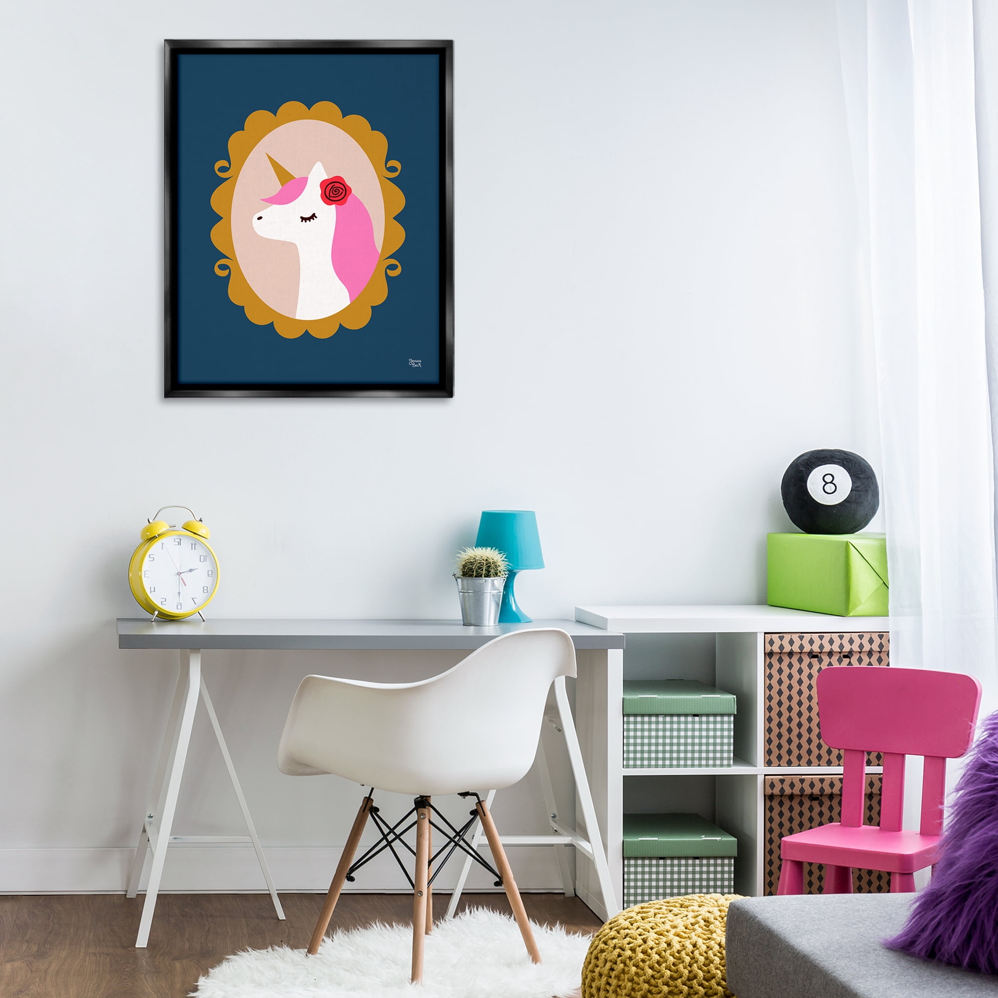 Stupell Industries Chic Unicorn Portrait Fantasy & Sci-Fi Painting Black Floater Framed Canvas Art Print Wall Art, 25 x 31