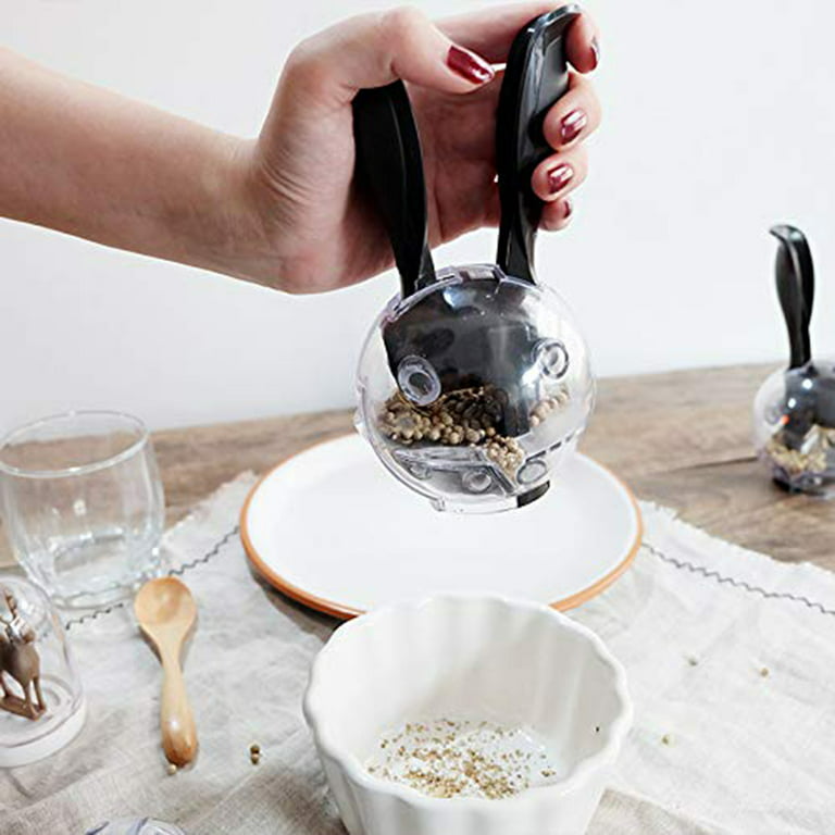 Yesbay Manual Mini Salt Pepper Mill Rabbit Ears Ceramic Core Ball Grinder,Black  
