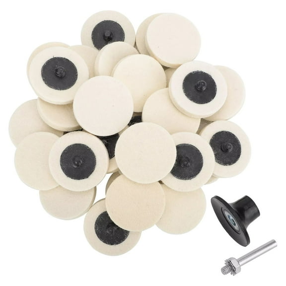 30pcs 2 Inch Wool Disc Polishing Buffing Pads 1/4in Shank Sanding Wheels HolderTAPDRA Spare Part
