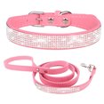 thumbnail image 3 of Dog collar with rhinestones, imitation leather, size XXS, pink, 3 of 4