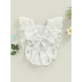 thumbnail image 4 of Cenuakty Baby Girls Summer Casual Romper Toddler Lace Flying Sleeve One-piece Floral Playsuit, 4 of 8