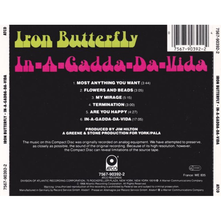 Elektra / WEA, In-A-Gadda-Da-Vida CD, 17-minute Odyssey - Walmart.com