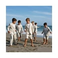 thumbnail image 5 of Boys Linen Short Suit Slim Fit 2 Pieces Summer Beach Wedding Suits Kids Lightweight Linen Jacket Shorts Set, 5 of 6