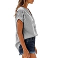 thumbnail image 5 of Auralook Women's Cotton Line Short Sleeve Button Down Shirts Plaid Striped Tops V Neck Casual Loose Blouse, 5 of 8