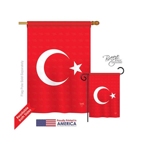 Breeze Decor 08194 Turkey 2-Sided Vertical Impression House Flag - 28 x 40 in.