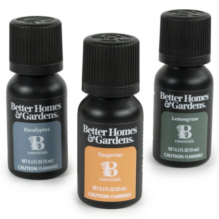 Better Homes & Gardens 100% Pure Essential Oils: Eucalyptus, Tangerine, & Lemongrass, 3 x 15mL