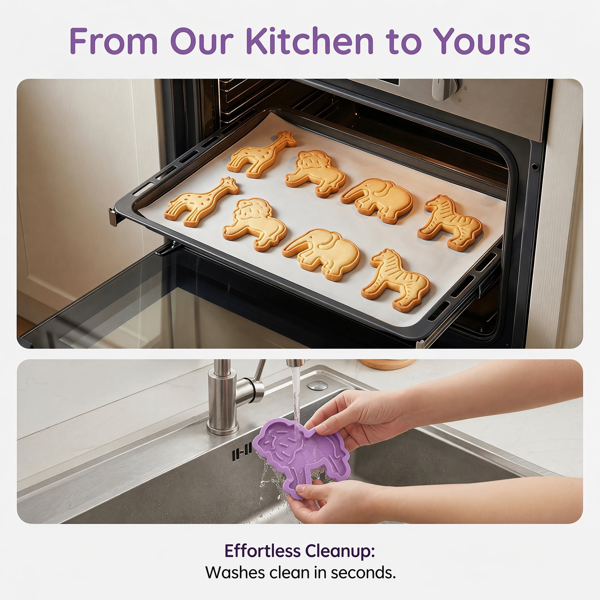 Unique Bargains 4Pcs Plastic Small Cookie Cutters for Baking Biscuit Purple-4