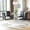 Silver Table + 4 Silver Black Chairs, variant on 36" Round Glass Dining Table Set, Silver Polished Stainless Steel Cross Legs, 0.39" Thick Tempered Glass Top, 4 PU Leather Cantilever Dining Chairs, for Kitchens, Living Rooms, Small Spaces