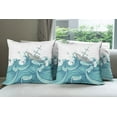 thumbnail image 6 of Ambesonne Nautical Throw Pillow Cover 4 Pack, Ship and Ocean Waves, 24", Aqua Taupe, 6 of 7