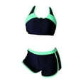 thumbnail image 3 of Xnihocha Women 2 Pieces Sport Bra Racerback Crop Tank Top and Athletic Shorts Set Yoga Gym Training Black&Blue S, 3 of 5