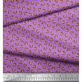 thumbnail image 3 of Soimoi Purple Silk Fabric Dot & Coconut Fruits Printed Fabric 1 Yard 42 Inch Wide, 3 of 3
