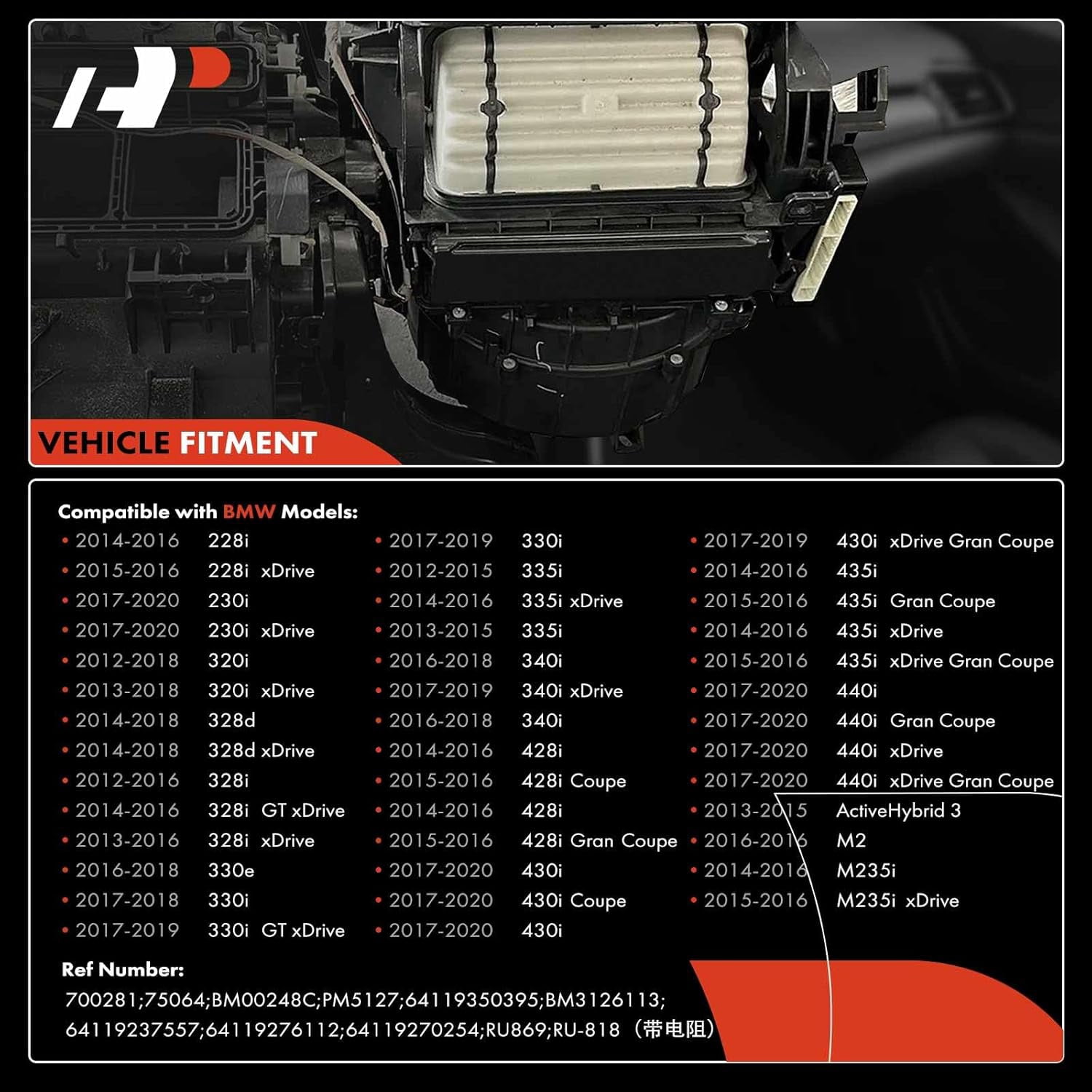 A-Premium Front HVAC Heater Blower Motor and Resistor Assembly Compatible with BMW Vehicles - 228i, 230i, M2, M235i, M240i, 320i, 328d, 328i, 330e, 330i, 335i, 340i, M3, 428i, 430i, 435i, 440i, M4