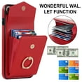thumbnail image 2 of Wallet Case Compatible with iPhone 8 Plus/7 Plus, Case with Card Holder,with a strap, RFID Blocking Leather Cover 360°Rotation Ring Kickstand Protective Bumper Designed for phone,Red, 2 of 10