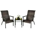 thumbnail image 5 of Costway 3 PCS Patio Rattan Bistro Set High Backrest Armrest SideTable Mix Brown, 5 of 10