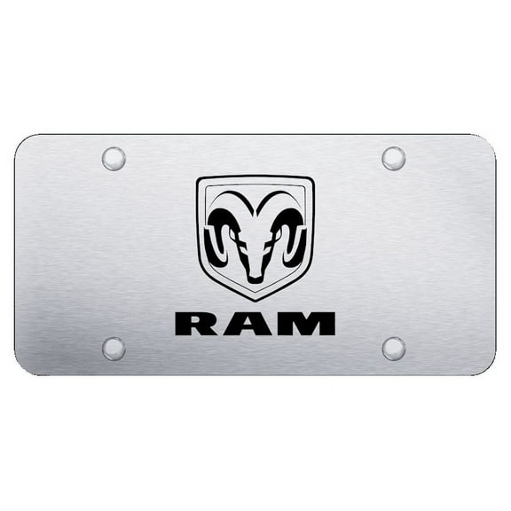 Dodge Ram Laser Etched Logo License Plate (Brushed Chrome)