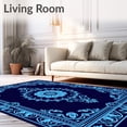 thumbnail image 2 of ODIKA 4'x6' Machine Washable Non-Slip Area Rug, Elegant Damask Vintage Medallion Decorative Accent High Traffic Rug with Pad, Blue, 526954, 2 of 8