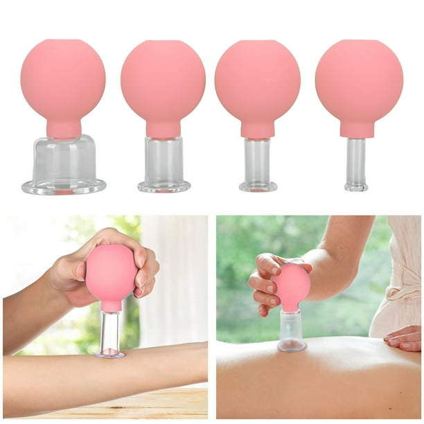 Juego de ventosas faciales de cristal drenaje linfatico de silicona levantamiento de la piel Reduce la celulitis masaje con ventosas para espalda 4 Uds. color rosa Bodega Aurrera en linea