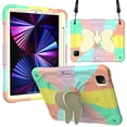 thumbnail image 4 of JTCASES for iPad Pro 11 2022/2021/2020/2018, iPad Air 5th/4th Generation Case, Crossbody Lanyard Pencil Holder Butterfly Wings Kickstand PC Silicone Kids-friendly Sockproof Back Shell,Rainbow Purple, 4 of 9
