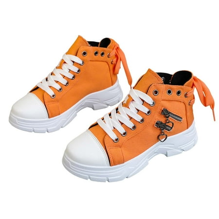 Mnyotv Shoes for Women Sneakers for Women Large Size Trendy and Fashionable Thick Sole Casual Shoes Women s Slip on Shoes Canvas Sneakers Loafers Orange 38