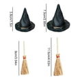 thumbnail image 2 of 12 Pcs Mini Witch Hat and Broom Set, Plastic Black Hats with Wooden Sweepers for Fall Party Craft Table Decor Bottle Toppers, 2 of 9
