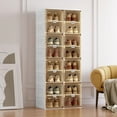 thumbnail image 5 of ANTBOX Portable Shoe Rack Organizer, Stackable Sneaker Organizer Cabinet with Magnetic Door, Folding Design, Clear Plastic Storage Container, 8 Tier 16 Pairs (Brown) - S2-S16-D8, 5 of 5