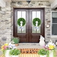 thumbnail image 3 of 20" Boxwood Wreath for Front Door -Spring Summer Wreaths Door Hanger with Personalized Monogram sash Embroidered Hydrangea & Letter (G), 3 of 14